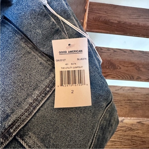 NWT Good American Utility Medium Wash Jumpsuit Sz 2/M Zip - Picture 5 of 5